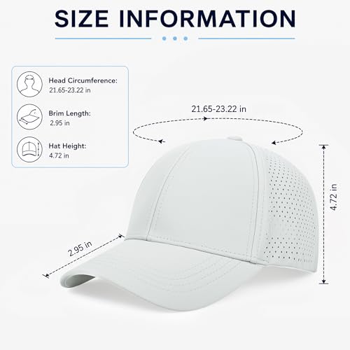 Quick Dry Baseball Cap Curved Brim Snapback Hat Mesh for Men Women - color: Lightgrey