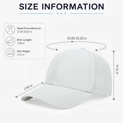 Quick Dry Baseball Cap Curved Brim Snapback Hat Mesh for Men Women - color: Lightgrey