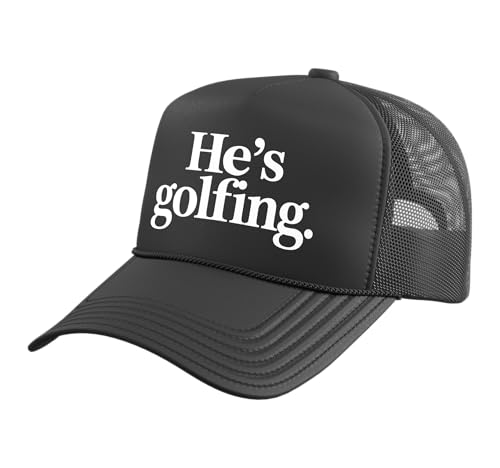 He's Golfing Trucker Hat with Adjustable Mesh Back - color: Black