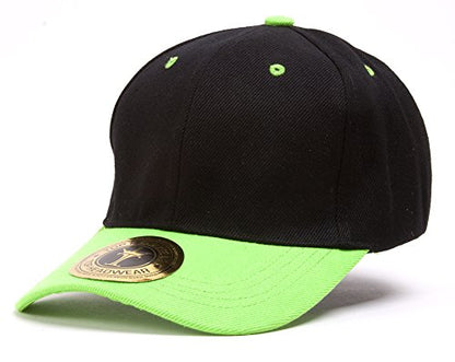 TOP HEADWEAR 12-Pack Adjustable Baseball Hat - color: Black/Neon Green
