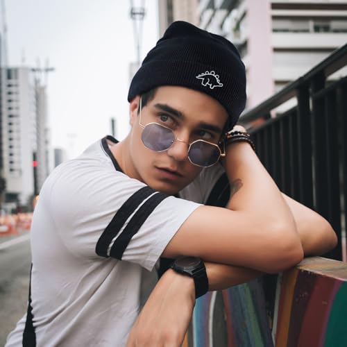 Cool Graphic Beanie for Men and Women - Black - color: Dinosaurs