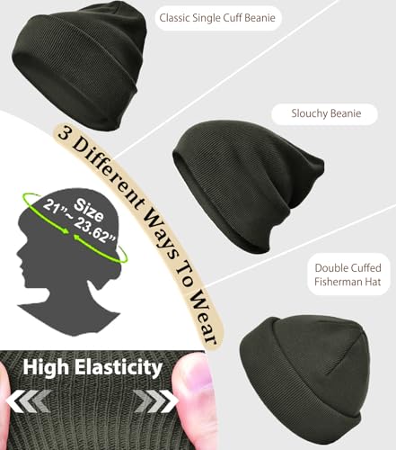 100% Cotton Beanie Hat Winter Hats Women Men Warm Knit Beanies - color: 1pcs Grey Green