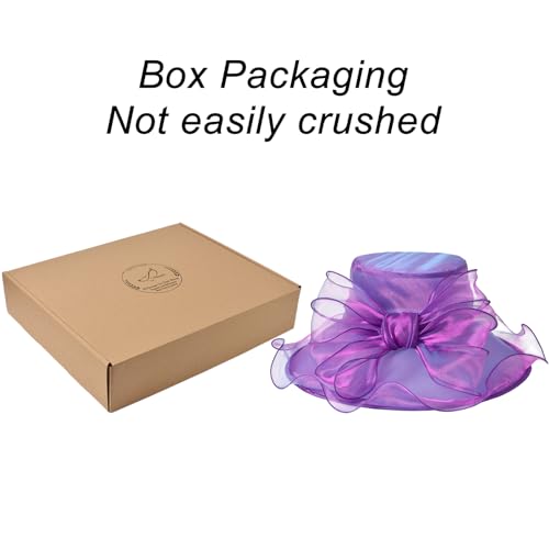 2026 Derby Hats for Women Ladies, Classy Organza Sun Hat, Church Tea Party Wedding Kentucky Fascinator Hat - color: B2967-purple