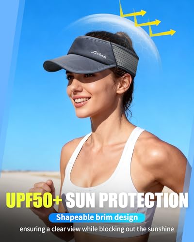 Sports Sun Visor for Men & Women Breathable Mesh, Stretchy Foldable Cooling Visor Hat for Running, Golf, Tennis, Hiking - color: Grey