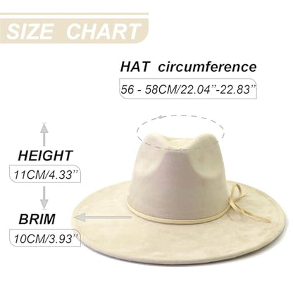 Fedora Hats for Women Man with Big Wide Brim Classic Suede Panama Hat Western Outdoor hat - color: Beige