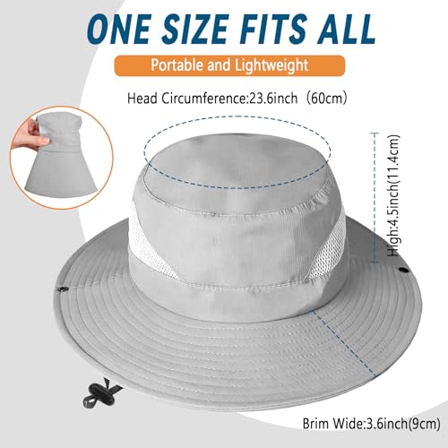ZOORON Sun Hats for Men Women, Wide Brim Safari Hats UV Protection UPF50+ Waterproof Boonie Hats for Fishing Hiking Camping - color: 1pack-light Gray