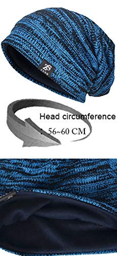 VECRY Mens Slouchy Beanie Knit Skull Cap Long Baggy Hip-hop Winter Summer Hat B305 - color: Stripe-brown, size: Large