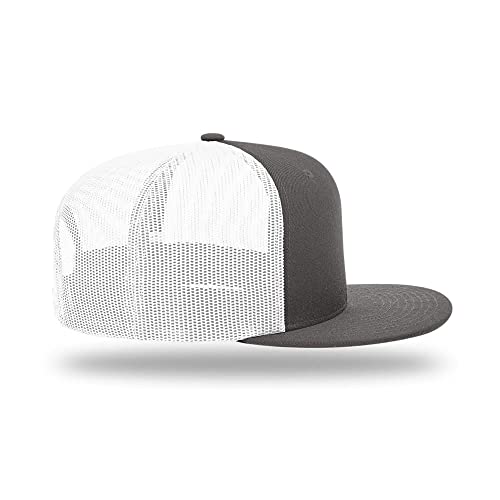 Richardson 511 Wool Blend Flatbill Trucker Snapback Adjustable Cap - color: Charcoal/White