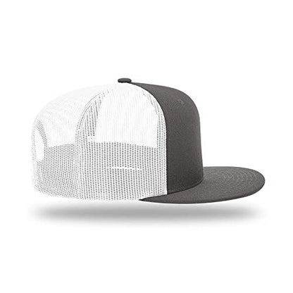 Richardson 511 Wool Blend Flatbill Trucker Snapback Adjustable Cap - color: Charcoal/White