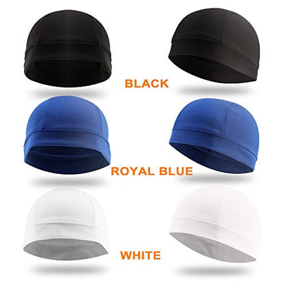 3 Pack Cooling Skull Cap Helmet Liner Sweat Wicking Breathable Hat for Men - color: Black,royal Blue,white