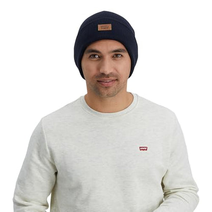 Levi's Mens All-Season Hero Beanie Soft Knit Cuffed Winter Hat, Warm & Comfortable Everyday Style - color: Navy Solid