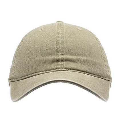 Classic Blank Dad Hat Cotton Adjustable Strap Baseball Cap - color: Khaki Washed