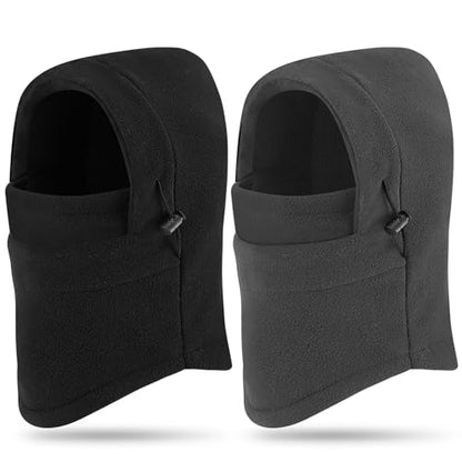 Frienda 2 Pcs Balaclava Ski Mask Windproof Warmer Fleece Adjustable Winter Mask Face Cover for Men Women - color: Black,dark Grey