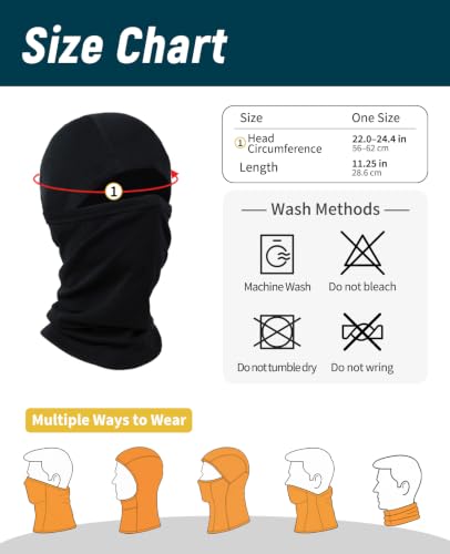 100% Merino Wool Balaclava Men Women Thermal Ski Mask Winter Face Mask - color: Navy