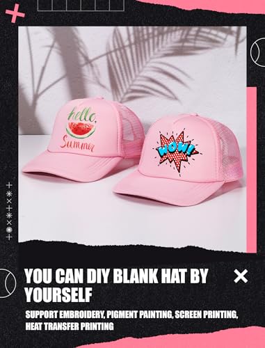 Tarpop 10 Pcs Sublimation Blank Trucker Hats Bulk - color: Pink