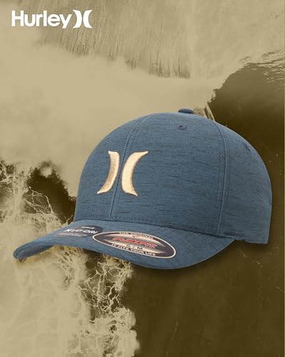 Hurley Mens Baseball Cap Curved Brim Moisture Wicking Flexfit Fitted Hats - color: Spruce Fog, size: Small-Medium