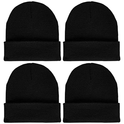 LCZTN 4 Pack Winter Ski Beanie Hat for Men＆Women,Warm Fisherman Cuffed Knit Cap Unisex