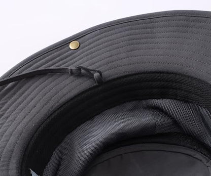 Home Prefer UPF 50+ Wide Brim Sun Hat Mesh Crown Foldable Cotton Bucket Cowboy Hat for Men Safari Golf Fishing Beach Garden - color: Dark Grey, size: Large