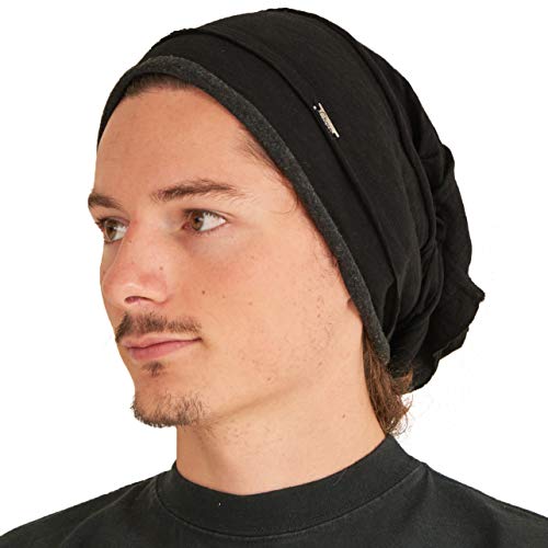 CHARM Mens Womens Slouch Large Big Beanie - color: Black