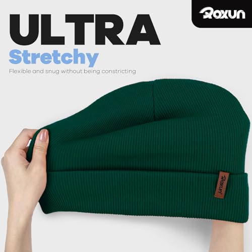 ROXUN Beanie for Men/Women Winter Hat Soft Warm Unisex Skull Stocking Cap - color: Dark Green