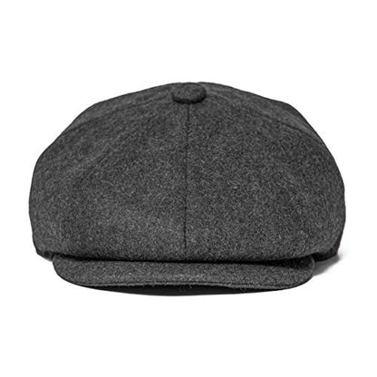 Men Wool Blend 8 Panel Newsboy Cap - color: Dark Grey, size: 7 1/8