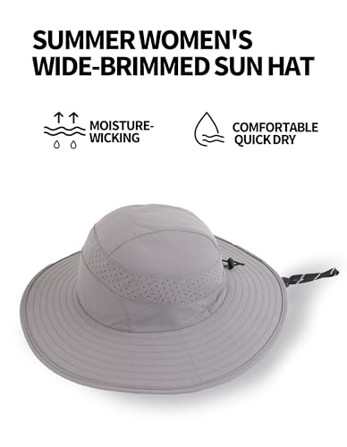 UPF50+ Bucket Hat, Wide Brim Sun Cap - color: Light Grey