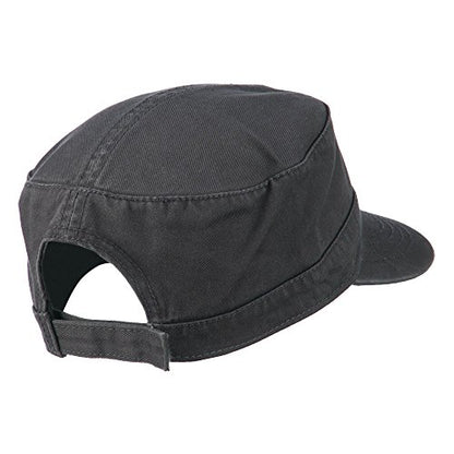 Garment Washed Adjustable Army Cap - color: Charcoal Grey