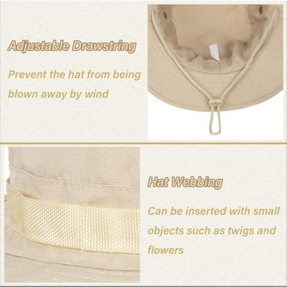 Men-Women-Fishing-Hat Sun-Protection-Safari-Cap Outdoor-Camping Bucket Hat - color: Beige