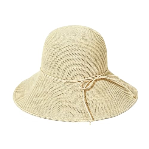 Beach Sun Hats for Women Foldable Straw Bucket Summer Hat Packable Travel - color: Beige