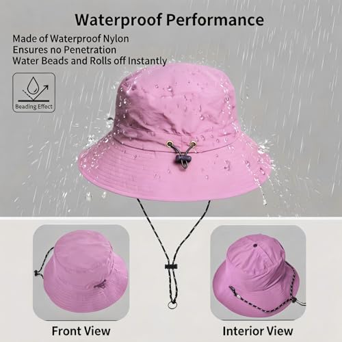 Honnesserry Bucket Hats for Woman Men Outdoor UV Sun Protection Hat Nylon - color: Light Purple