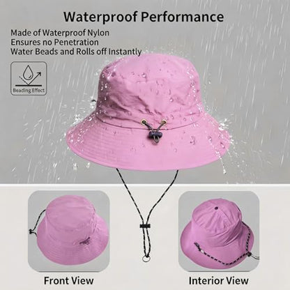 Honnesserry Bucket Hats for Woman Men Outdoor UV Sun Protection Hat Nylon - color: Light Purple