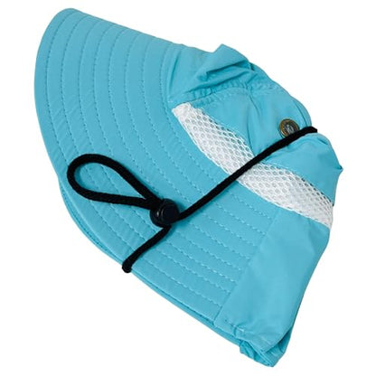 Packable and Adjustable Mesh Boonie Sun Hat with Neck Flap - color: Teal