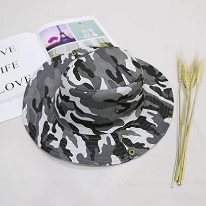 Sun Hats for Men Women Bucket Hat UPF 50+ Boonie Hat Foldable UV Protection Hiking Beach Fishing Summer Safari - color: 1pack-gray Camo
