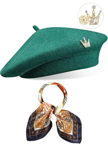 3 Pcs Beret Hats for Women - color: Green