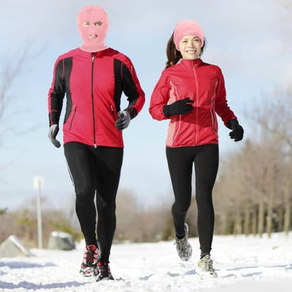 3 Hole Ski Mask, Knitted Balaclava Face Mask, Winter Full Face Mask Cover for Winter Outdoor Sports - color: Light Pink