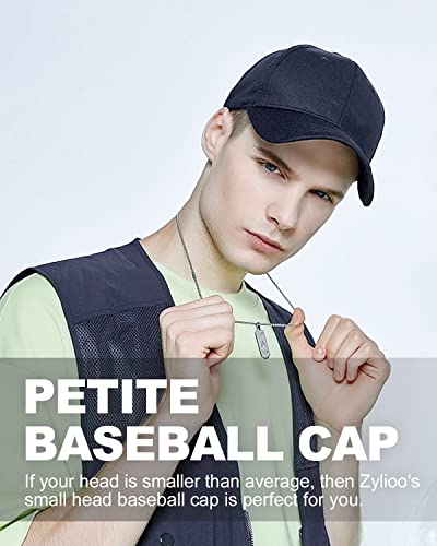 Zylioo Small Baseball Cap for Men Women, Adjustable Unstructured Dad Hat - color: Navy Blue-fits 21.7"-22.4"/55cm-57cm