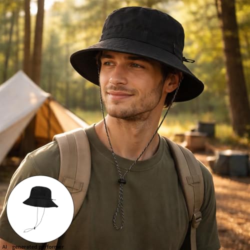 Waterproof Quick Dry Bucket Hats, Rain Hat for Women and Men, Adjustable Packable Sun Hats to Outdoor Travel