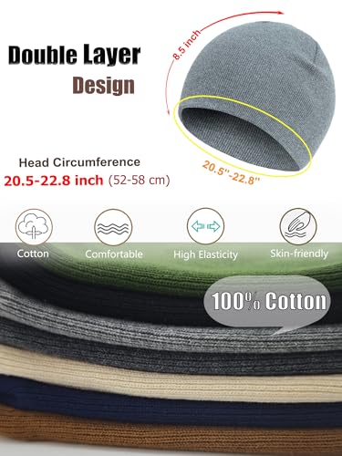 100% Cotton Beanie Hat for Men Women Cuffless Warm Winter Hats - color: 2pcs (Black+light Gray)