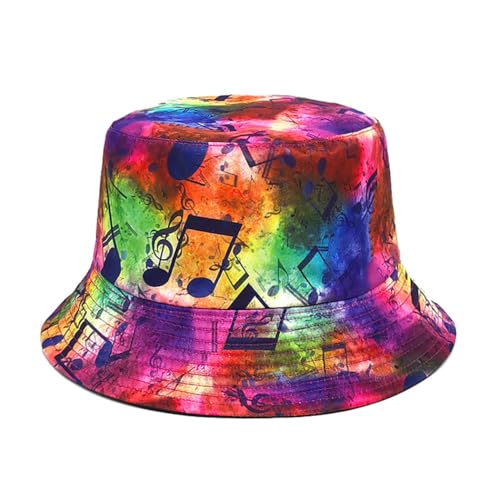 Summer Bucket hat, Love Pattern Sun hat, Packable Fisherman Outdoor Travel Hiking Beach Cap, one Size - color: Colored Musical Notes