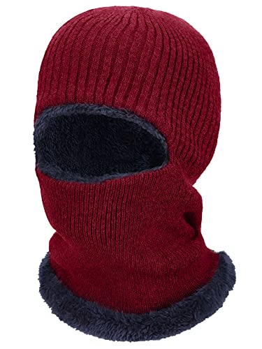 Balaclava Knitted Warmer Windproof Hat Covering Face for Men Women Fleece Outdoor Sports - color: Red, size: Medium