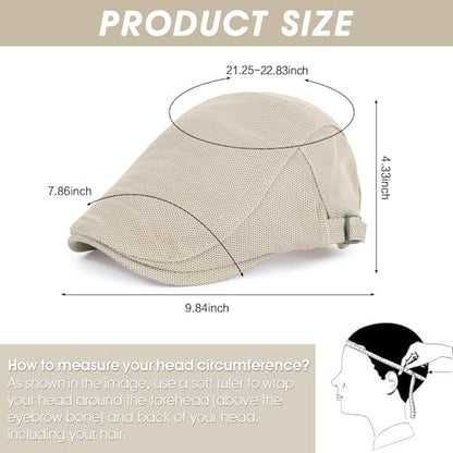 3Pcs Cotton Newsboy Hat for Men Cool Adjustable Flat Cap - color: Wy1-black+lightgrey+khaki