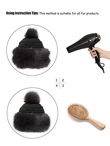 Soul Young Women's Faux Fur Hat Russian Cossack Knit Pompom Hat Ski Snow Cap for Winter Outdoor - color: Dark Grey