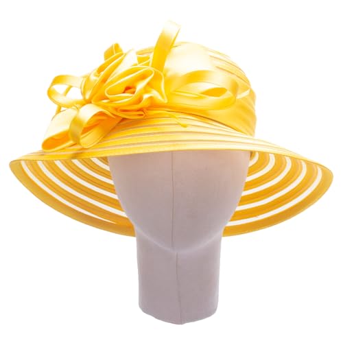 Lawliet Womens Satin Ribbon Church Wedding Sun Wedding Occasion Hat A214 - color: Yellow