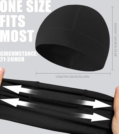 Skull Cap Helmet Liner for Men Women Cooling Hat Running Beanie - color: Set A-black,black,black
