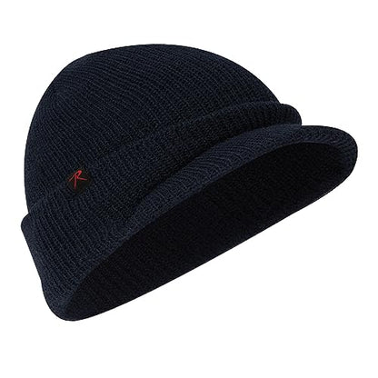 Rothco Wool Watch Cap with Brim – Wool Beanie Hat with Visor – Great for Winter Activities - color: Navy Blue