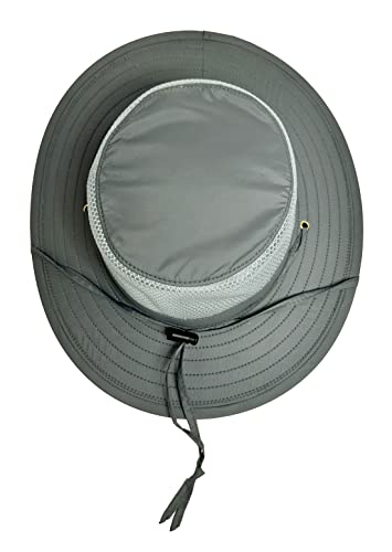 Broner Ripstop Nylon Floatable Outdoor Sun Hat with Nylon Mesh Side Panels - color: Grey, size: Large