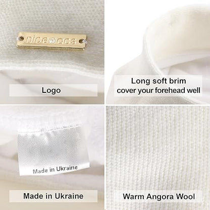 Beret - Warm Lined Wool Angora Knit Berets - French Paris Hat for Women - color: White
