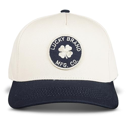 Lucky Brand Classic Cotton Adjustable | Dad Hat | Baseball Cap | Golf | Fishing | Low Profile | 5 Panel Design - color: Mfg Co Patch - Ivory