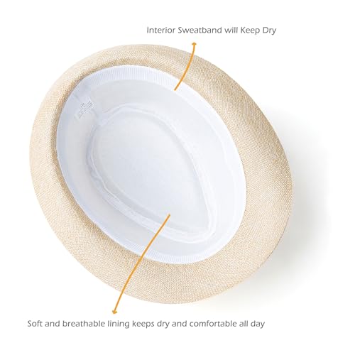 Classic Short Brim Fedora Summer Beach Trilby Hat - color: Black Band-creamy