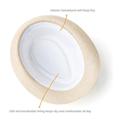 Classic Short Brim Fedora Summer Beach Trilby Hat - color: Black Band-creamy